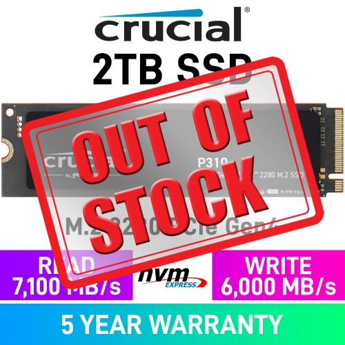 Crucial P310 PCIe Gen4x4 M.2 2280 NVMe SSD — 2TB Crucial P310 PCIe Gen4x4 M.2 2280 NVMe SSD — 2TB