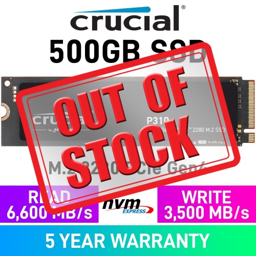 Crucial P310 PCIe Gen4x4 M.2 2280 NVMe SSD — 500GB Crucial P310 PCIe Gen4x4 M.2 2280 NVMe SSD — 500GB