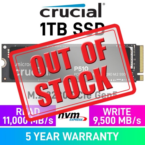 Crucial P510 PCIe Gen5x4 M.2 2280 NVMe SSD — 1TB