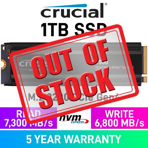 Crucial T500 Gen4x4 M.2 2280 NVMe SSD with Heatsink — 1TB Crucial T500 Gen4x4 M.2 2280 NVMe SSD with Heatsink — 1TB
