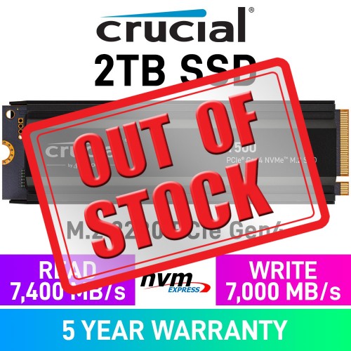 Crucial T500 Gen4x4 M.2 2280 NVMe SSD with Heatsink — 2TB