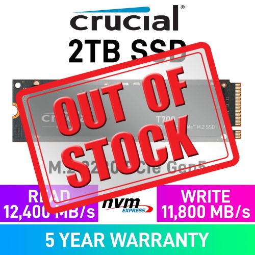 Crucial T700 Gen5x4 M.2 2280 NVMe SSD — 2TB Crucial T700 Gen5x4 M.2 2280 NVMe SSD — 2TB