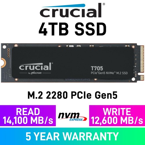 Crucial T705 Gen5x4 M.2 2280 NVMe SSD — 4TB