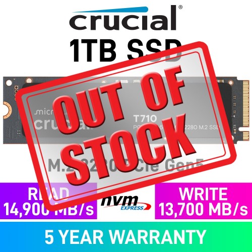 Crucial T710 PCIe Gen5x4 M.2 2280 NVMe SSD — 1TB