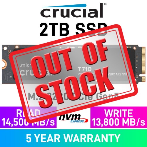 Crucial T710 PCIe Gen5x4 M.2 2280 NVMe SSD — 2TB Crucial T710 PCIe Gen5x4 M.2 2280 NVMe SSD — 2TB