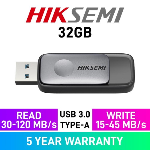 HikSemi PULLY Flash Drive, Silver & Black, USB3.2 Type-A, 32GB