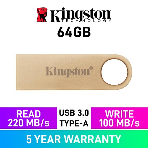 Kingston DataTraveler DTSE9 G3 Flash Drive, USB3.2, 64GB Kingston DataTraveler DTSE9 G3 Flash Drive, USB3.2, 64GB