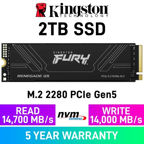 Kingston FURY Renegade G5 PCIe Gen5x4 M.2 2280 NVMe SSD — 2TB