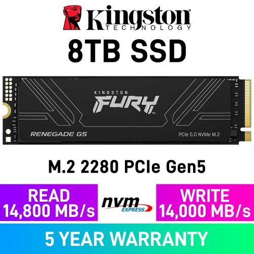 Kingston FURY Renegade G5 PCIe Gen5x4 M.2 2280 NVMe SSD — 8TB