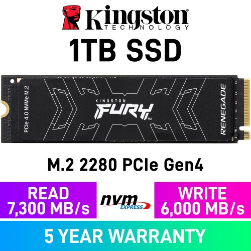 Kingston FURY Renegade PCIe Gen4x4 M.2 2280 NVMe SSD — 1TB