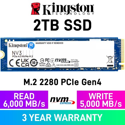 Kingston NV3 PCIe Gen4x4 M.2 2280 NVMe SSD — 2TB