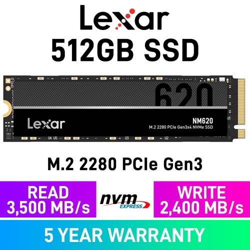 Lexar NM620 PCIe Gen3x4 M.2 2280 NVMe SSD — 512GB