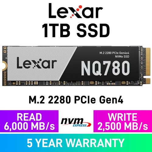 Lexar NQ780 PCIe Gen4x4 M.2 2280 NVMe SSD — 1TB Lexar NQ780 PCIe Gen4x4 M.2 2280 NVMe SSD — 1TB