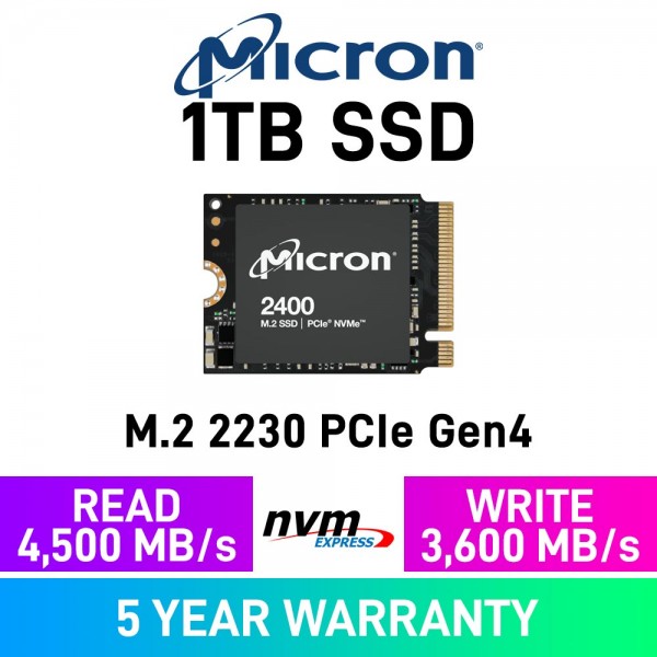 内蔵型SSD Micron m.2 2230 NVME SSD 2400 1TB 2400 NVMe SSD | Micron Technology Inc.