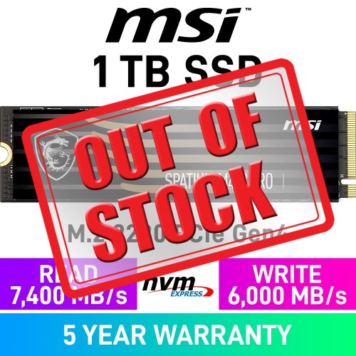 MSI SPATIUM M480 PRO PCIe Gen4x4 M.2 2280 NVMe SSD — 1TB MSI SPATIUM M480 PRO PCIe Gen4x4 M.2 2280 NVMe SSD — 1TB