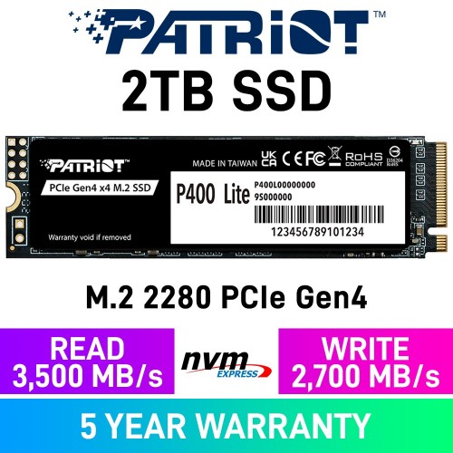 Patriot P400 LITE Gen4x4 M.2 2280 NVMe SSD — 2TB