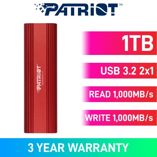 Patriot TRANSPORTER LITE External SSD, USB 3.2 Gen 2 Type-C, Red — 1TB
