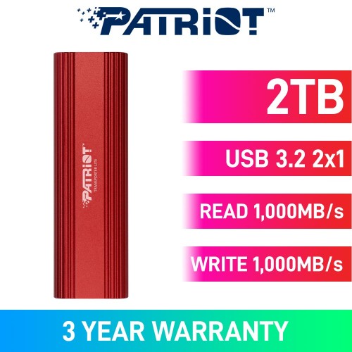 Patriot TRANSPORTER LITE External SSD, USB 3.2 Gen 2 Type-C, Red — 2TB