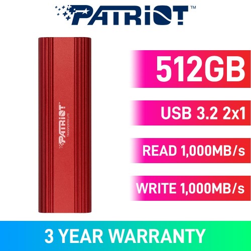 Patriot TRANSPORTER LITE External SSD, USB 3.2 Gen 2 Type-C, Red — 512GB