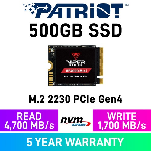 Patriot VIPER VP4000 MINI Gen4x4 M.2 2230 NVMe SSD — 500GB