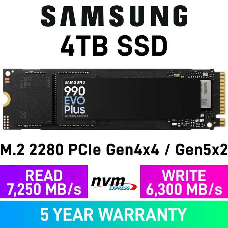 Samsung 990 EVO PLUS Hybrid PCIe Gen4x4 / Gen5x2 M.2 2280 NVMe SSD