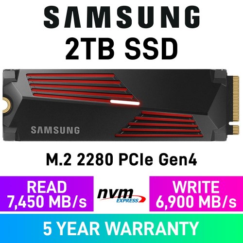 Samsung 990 Pro PCIe Gen4x4 M.2 2280 NVMe SSD with RGB Heatsink — 2TB