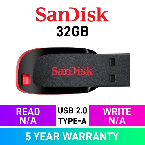 SanDisk Cruzer Blade Flash Drive, Black and Red, USB2.0, 32GB SanDisk Cruzer Blade Flash Drive, Black and Red, USB2.0, 32GB