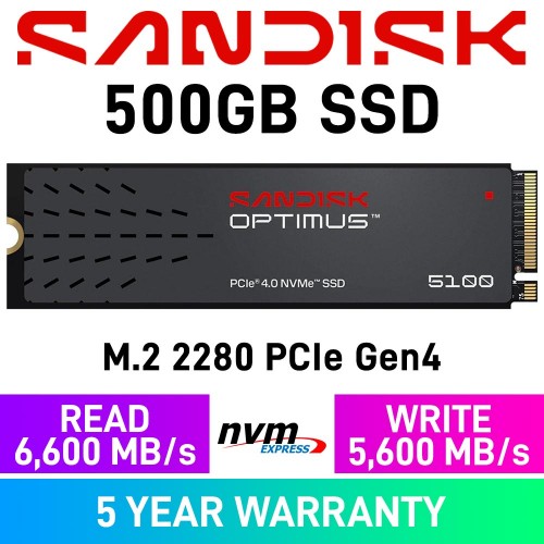 SanDisk OPTIMUS 5100 PCIe Gen4x4 M.2 2280 NVMe SSD — 500GB