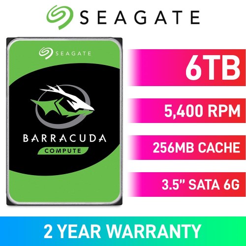 Seagate Barracuda ST6000DM003 Hard Drive, SATA 6Gb/s, 3.5", 5400RPM, 6TB