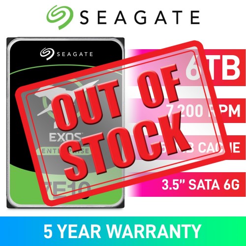 Seagate Exos 7E10 ST6000NM019B Standard Model Fast Format 512e/4Kn Hard Drive, SATA 6Gb/s, 3.5", 7200RPM, 6TB Seagate Exos 7E10 ST6000NM019B Standard Model Fast Format 512e/4Kn Hard Drive, SATA 6Gb/s, 3.5", 7200RPM, 6TB