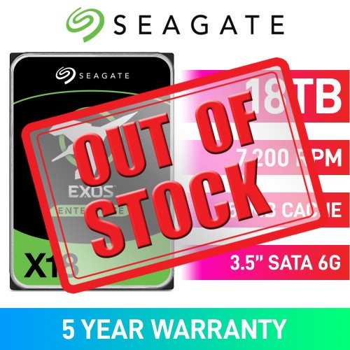 Seagate Exos X18 ST18000NM000J Standard Model Fast Format 512e/4Kn Hard Drive, SATA 6Gb/s, 3.5", 7200RPM, 18TB Seagate Exos X18 ST18000NM000J Standard Model Fast Format 512e/4Kn Hard Drive, SATA 6Gb/s, 3.5", 7200RPM, 18TB
