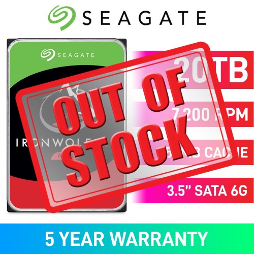 Seagate IronWolf Pro ST20000NT001 Hard Drive, SATA 6Gb/s, 3.5", 7200RPM, 20TB