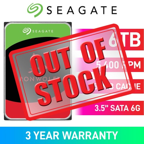 Seagate IronWolf ST6000VN006 Hard Drive, SATA 6Gb/s, 3.5", 5400RPM, 6TB