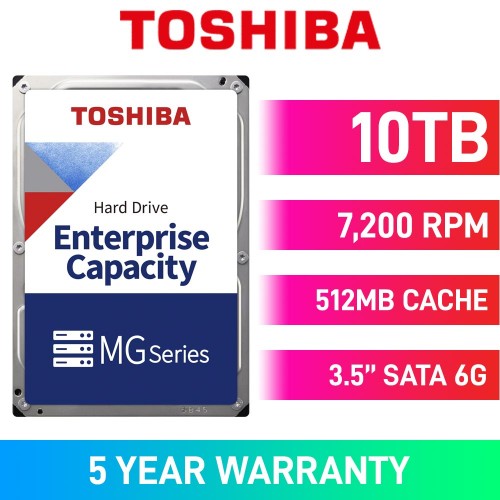 Toshiba MG10-D Series MG10ADA10TE 512e/4Kn Hard Drive, SATA 6Gb/s, 3.5", 7200RPM, 10TB
