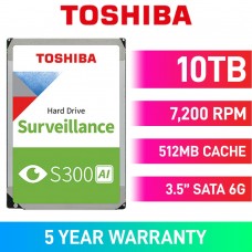 Toshiba S300 AI MG10ADA10TE-V Hard Drive, SATA 6Gb/s, 3.5", 7200RPM, 10TB