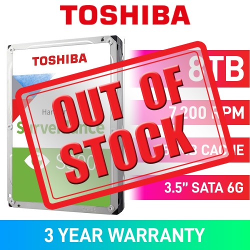 Toshiba S300 HDWT380UZSVA Hard Drive, SATA 6Gb/s, 3.5", 7200RPM, 8TB Toshiba S300 HDWT380UZSVA Hard Drive, SATA 6Gb/s, 3.5", 7200RPM, 8TB