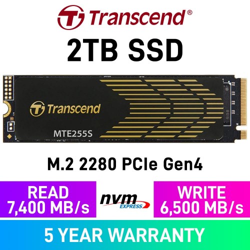 Transcend PCIe SSD 255S PCIe Gen4x4 M.2 2280 NVMe SSD — 2TB