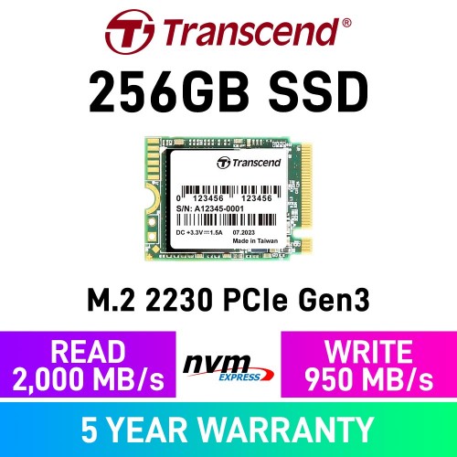 Transcend PCIe SSD 300S PCIe Gen3x4 M.2 2230 NVMe SSD — 256GB