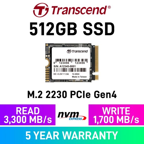 Transcend PCIe SSD 310S PCIe Gen4x4 M.2 2230 NVMe SSD — 512GB