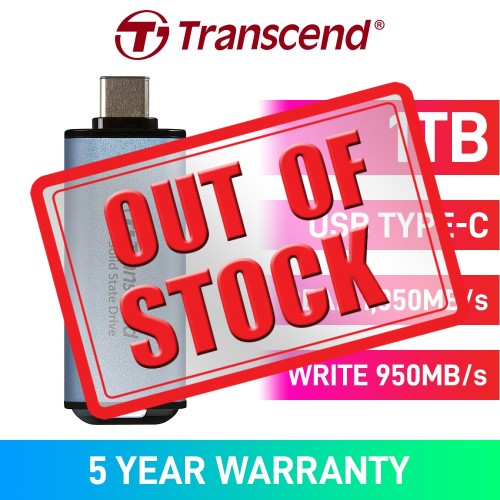 Transcend ESD300 External SSD, USB 3.2 Gen 2 Type-C, Sky Blue — 1TB