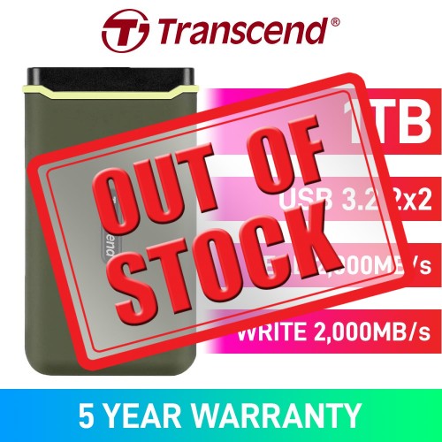 Transcend ESD380C External SSD, USB 3.2 Gen 2x2 Type-C, Military Green — 1TB
