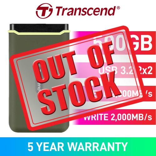 Transcend ESD380C External SSD, USB 3.2 Gen 2x2 Type-C, Military Green — 500GB