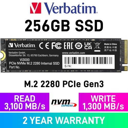 Verbatim Vi3000 Gen3x4 M.2 2280 NVMe SSD — 256GB
