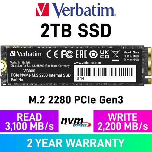 Verbatim Vi3000 Gen3x4 M.2 2280 NVMe SSD — 2TB