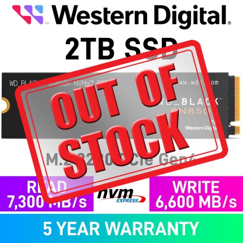 Western Digital WD_BLACK SN850X PCIe Gen4x4 M.2 2280 NVMe SSD — 2TB Western Digital WD_BLACK SN850X PCIe Gen4x4 M.2 2280 NVMe SSD — 2TB