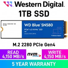 Western Digital WD Blue SN580 PCIe Gen4x4 M.2 2280 NVMe SSD — 1TB