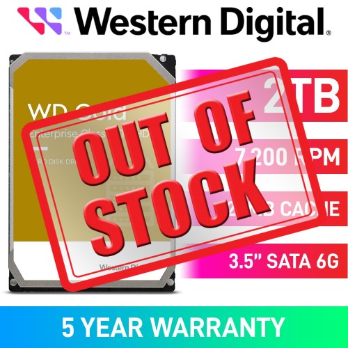 Western Digital Gold WD2005FBYZ Hard Drive, SATA 6Gb/s, 3.5", 7200RPM — 2TB