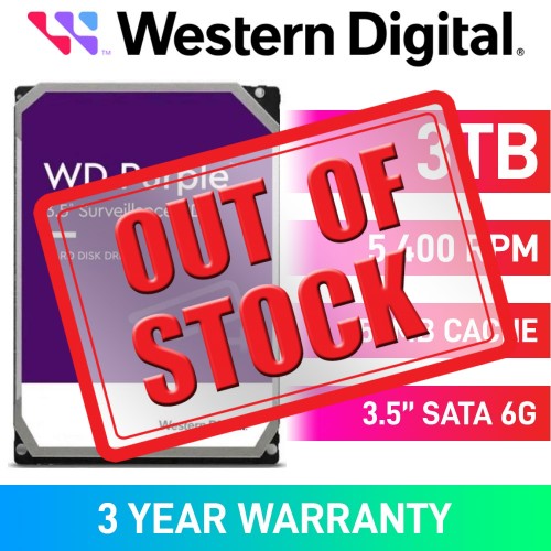 Western Digital Purple WD33PURZ Hard Drive, SATA 6Gb/s, 3.5", 5400RPM — 3TB Western Digital Purple WD33PURZ Hard Drive, SATA 6Gb/s, 3.5", 5400RPM — 3TB
