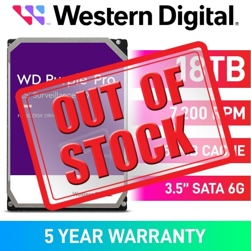 Western Digital Purple Pro WD181PURP Hard Drive, SATA 6Gb/s, 3.5", 7200RPM — 18TB Western Digital Purple Pro WD181PURP Hard Drive, SATA 6Gb/s, 3.5", 7200RPM — 18TB