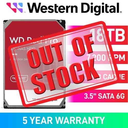 Western Digital Red Pro WD181KFGX Hard Drive, SATA 6Gb/s, 3.5", 7200RPM — 18TB